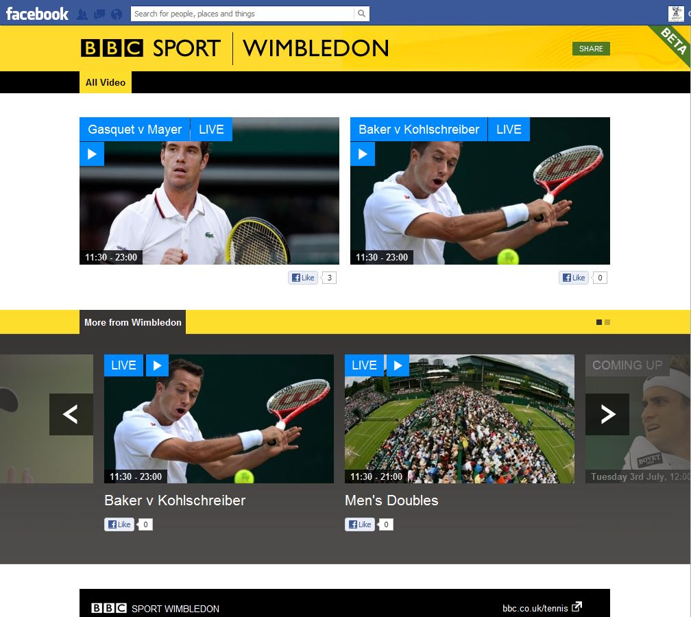 Facebook BBC Sports App