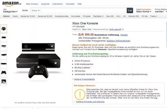 Xbox One amazone Germany