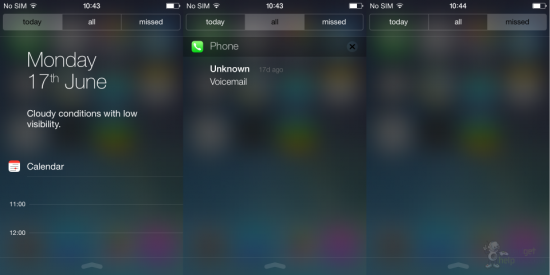 iOS 7 Notification Centre