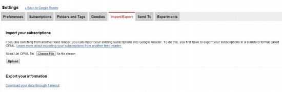 Google Reader Export