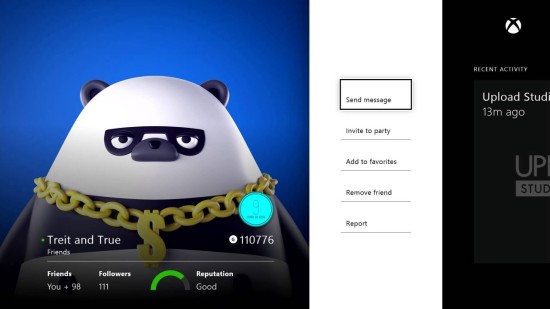 Xbox One Friends Contact Page