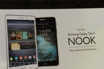 The announcement message for the Galaxy Tab 4 Nook. Image Credit: Engadget.