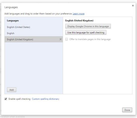 Google Chrome Spelling