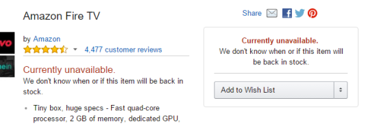 fire tv out of stock