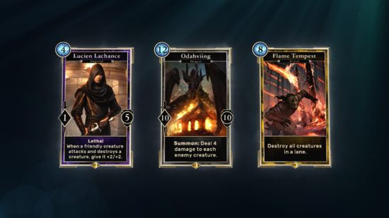 Some of the cards shown for Elder Scrolls Legends
